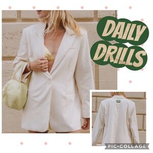 Daily Drills Women’s XS/S Cream Oversized Blazer NEW
